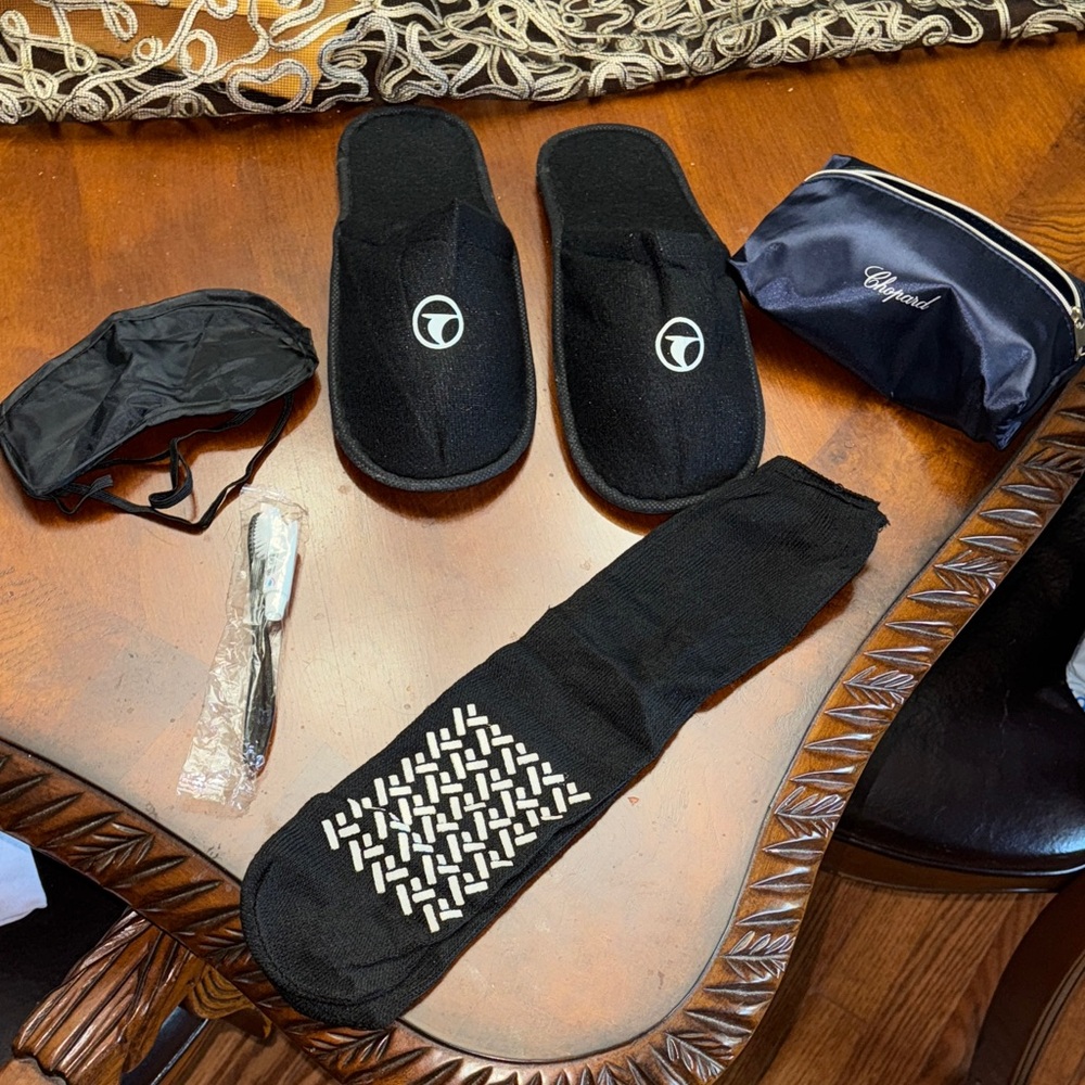 Navy Blue Travel Slippers Set